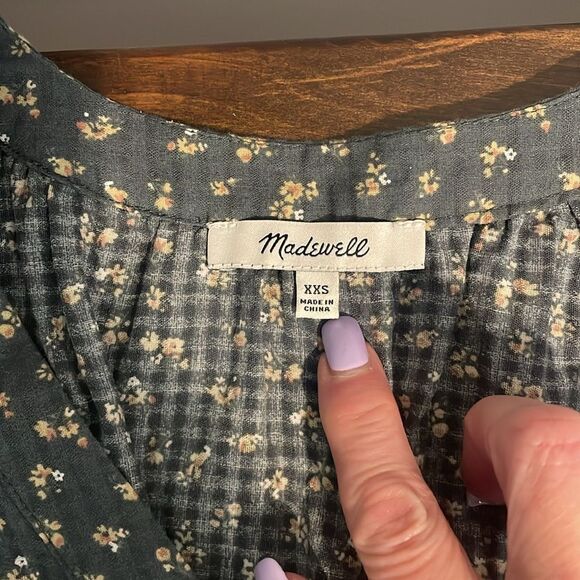 Madewell Manon Cotton Check Voile Short Sleeve Top Size XXS - Picture 8 of 10